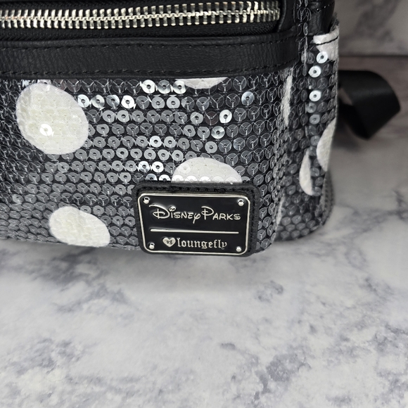 Loungefly Disney Minnie Mouse Mini Backpack and Wallet Bundle Black White Red - Picture 10 of 16